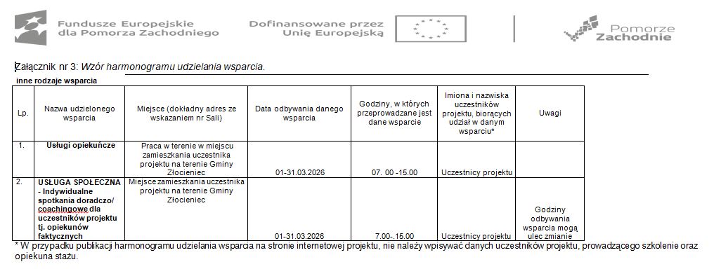 harmonogram marzec 2026