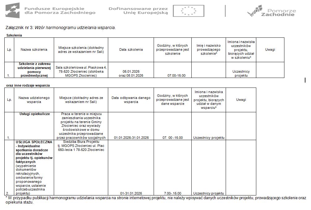 harmonogram styczen 2026
